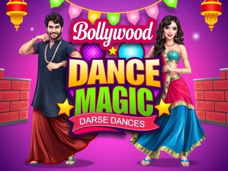 Bollywood Dance Magic Official Cover Bollywood Dance Magic game cover with colorful Bollywood dancers and vibrant background