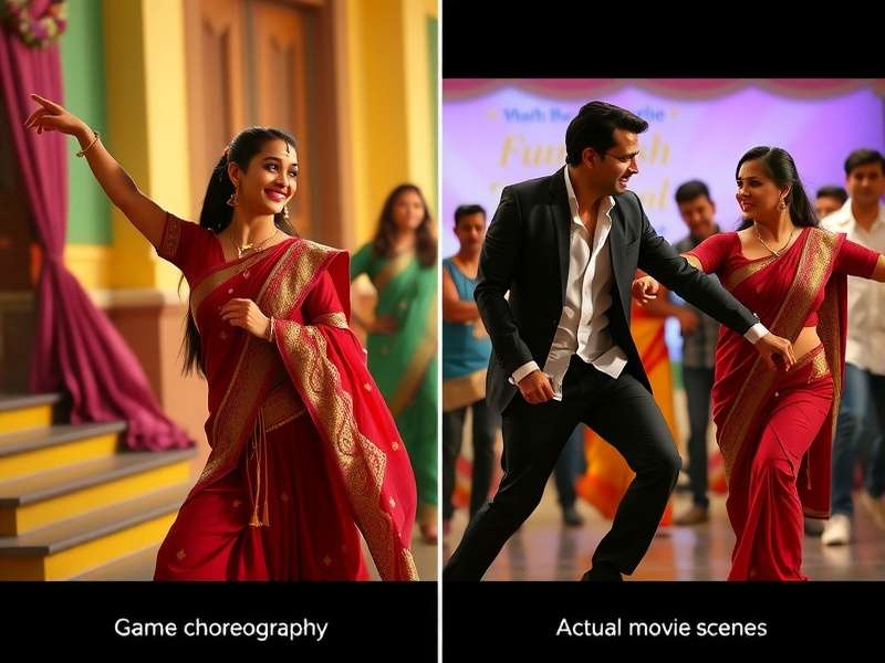 Bollywood Dance Magic Authentic Choreography Bollywood Dance Magic showing comparison between game choreography and actual movie dance scenes